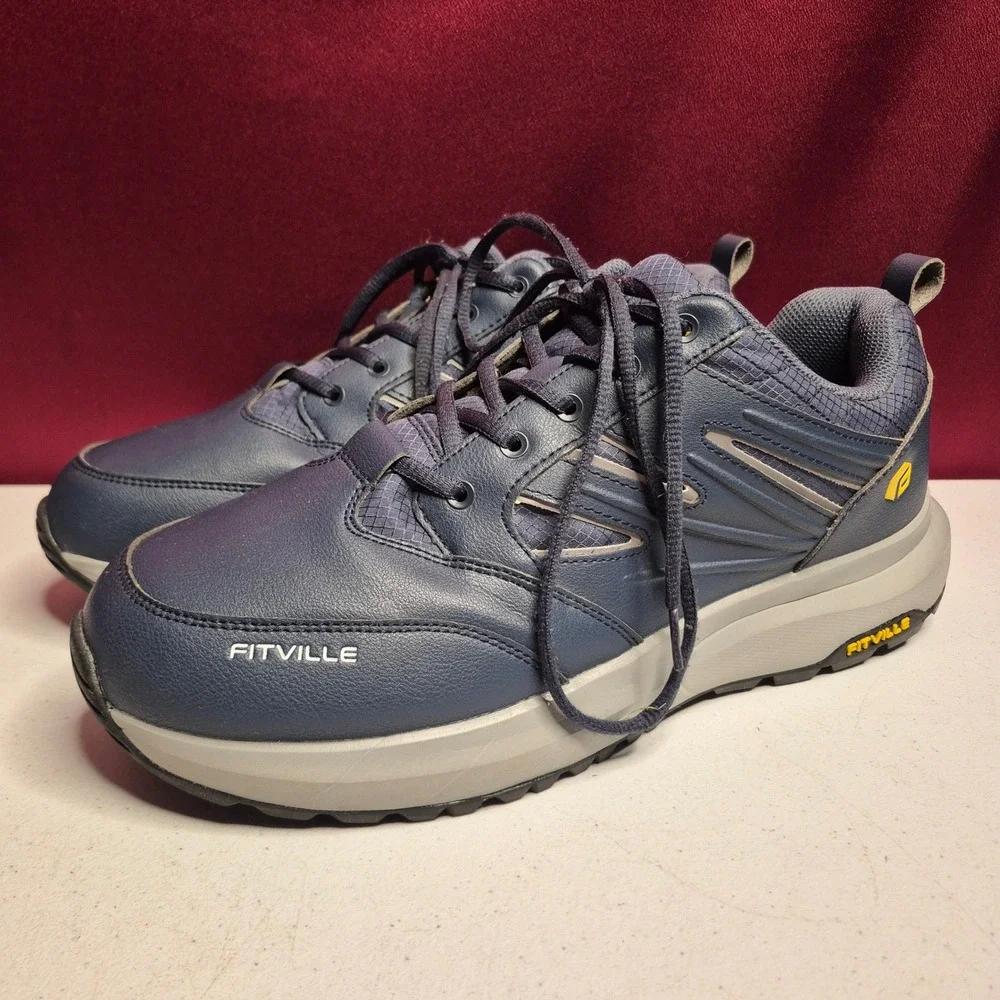 FitVille Walking Shoes Mens 12 Wide Rebound Core Navy Blue Comfort